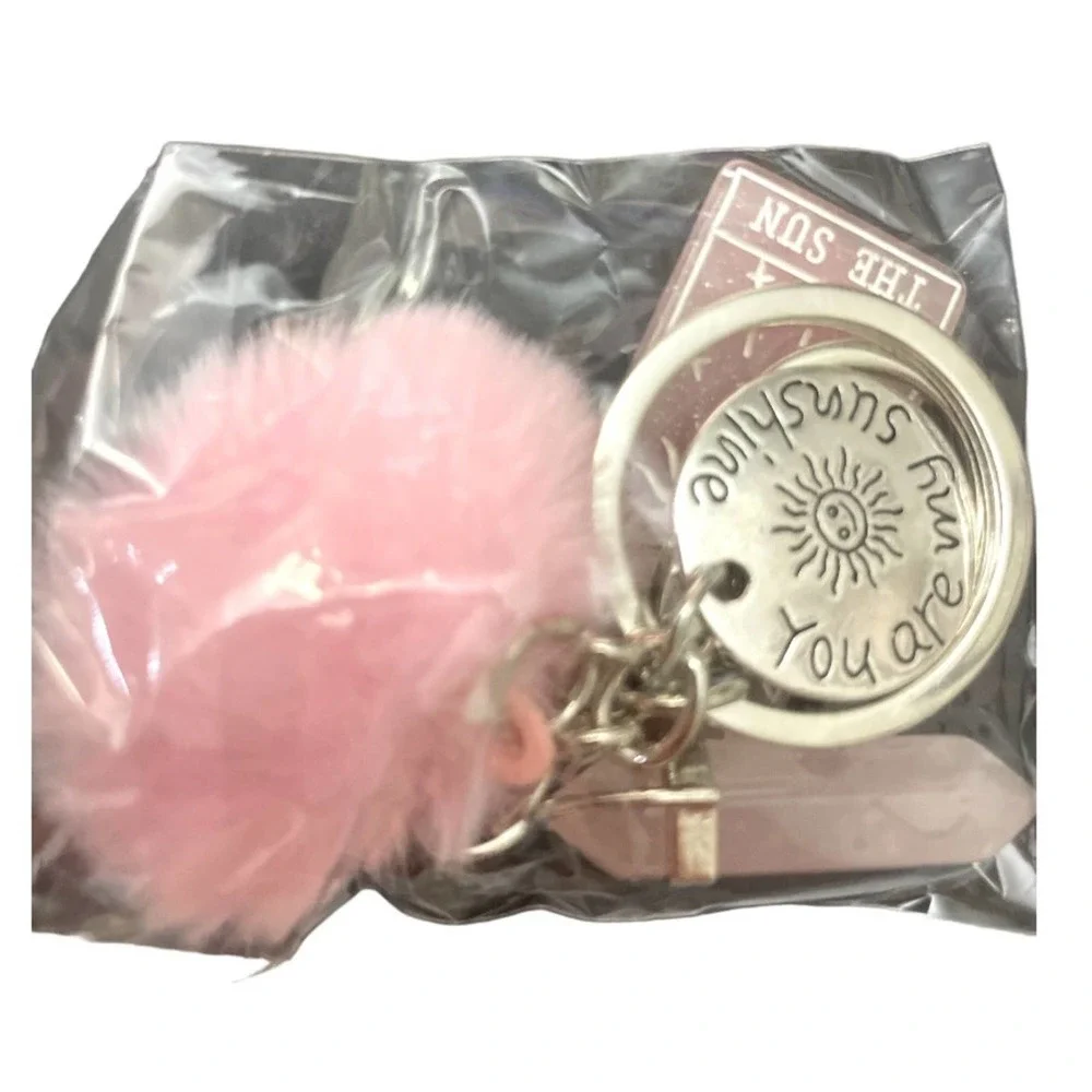 COPY -Tarot Card Sun Resin With Puffer Ball Quartz  Car Key Ring